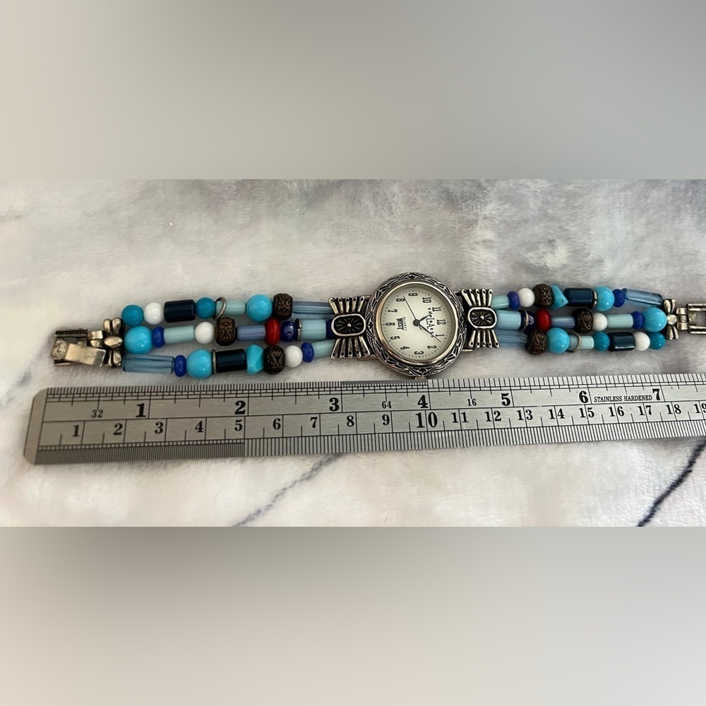 ❤️ L.A. Express Southwestern Watch Pre-Owned / New Battery Sz 7.25 Silver-Toned - Picture 9 of 10